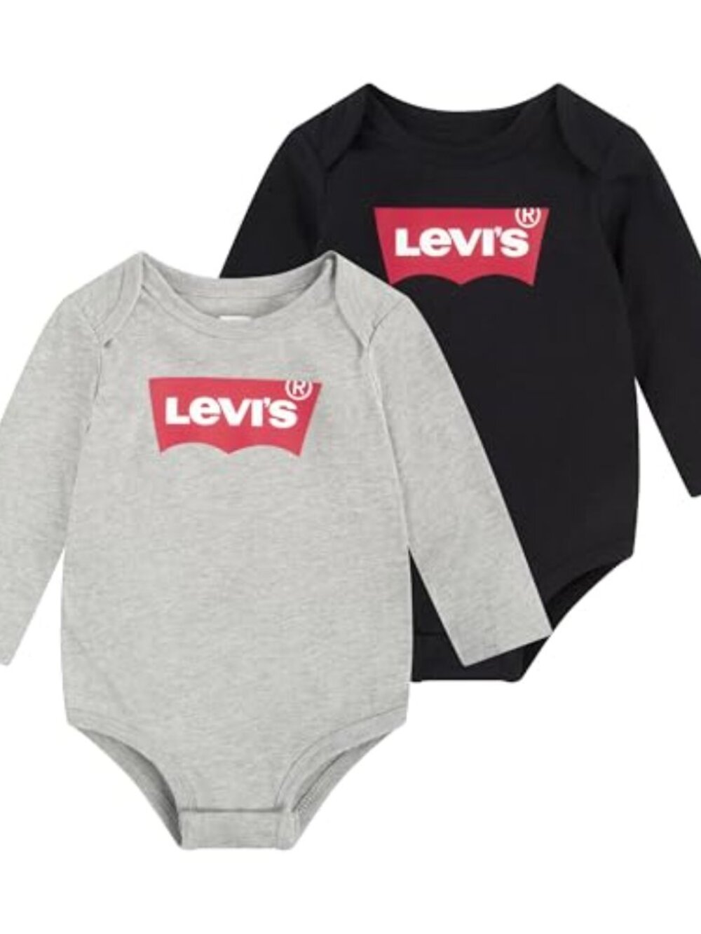 Levi's 2-Pack Long Sleeve Batwing Logo Bodysuits | Gray & Black
